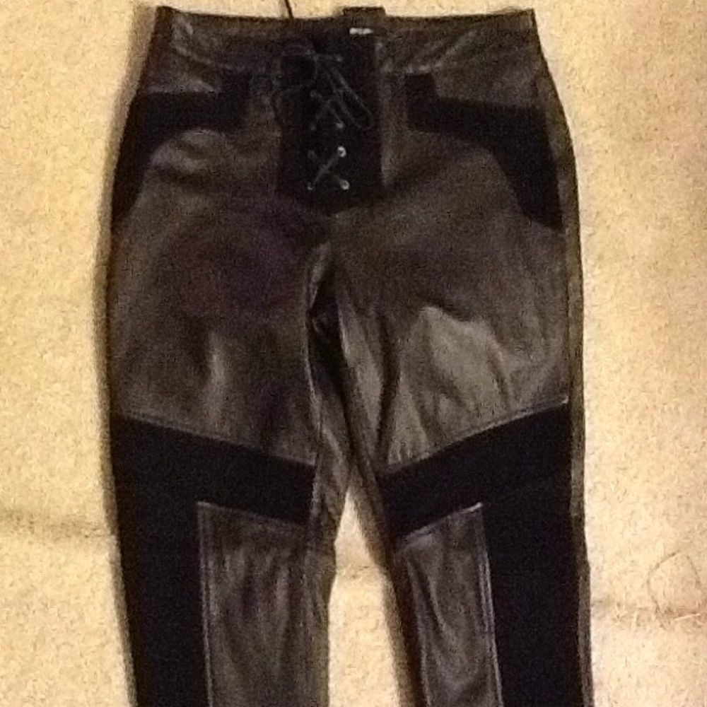 Nasty Gal tie front soft real leather n real suede pants nwot